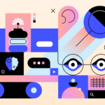 A set of different colorful shapes and icons.