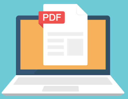 PDF icon on the screen of a laptop