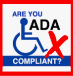 Text reads: Are you ADA compliant? A universal wheelchair symbol is on the left.