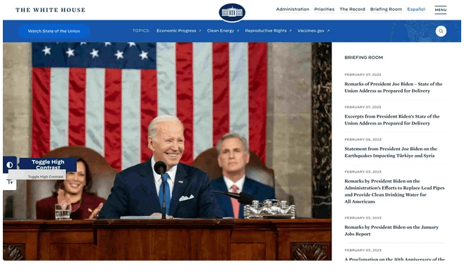 The White House website is designed according to the web accessibility guidelines.
