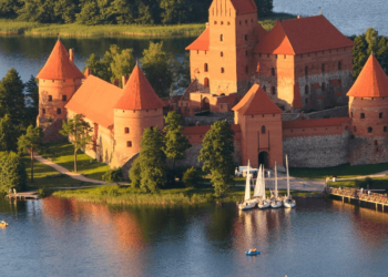 The Baltic States coast line shows a magnificent castle facing the Baltic Sea.
